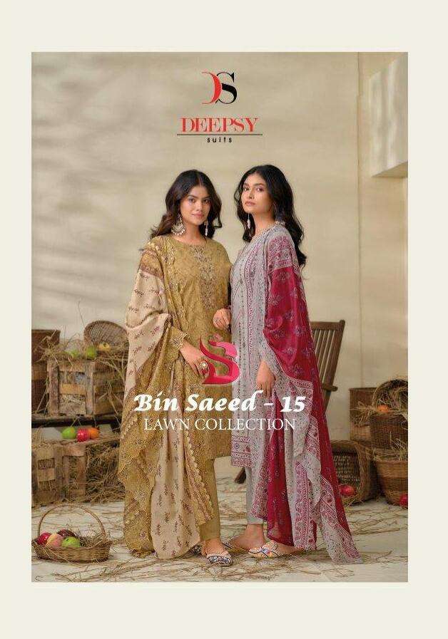 BIN SAEED VOL-15 BY DEEPSY SUITS 15001 TO 15008 SERIES COTTON PAKISTANI DRESSES-00201