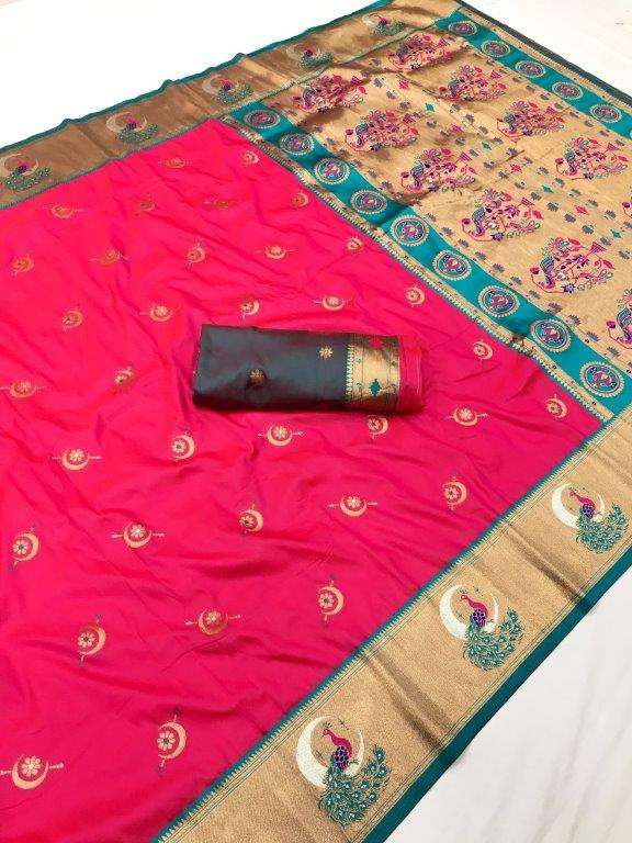 BLAST BY ASLIWHOLESALE DESIGNER PURE SOFT SILK PAITHANI SAREES-00230