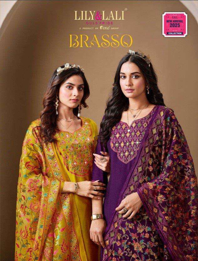BRASSO BY LILY AND LALI 25701 TO 25706 SERIES HANDWORK ROMAN SILK DRESSES-00028