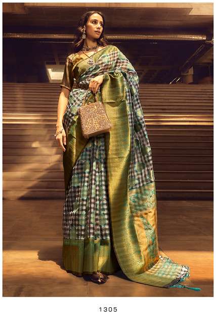 CHECKS BY RAJTEX 1301 TO 1310 SERIES PURE ORGANZA WEAVING CHECKS SAREES-00137
