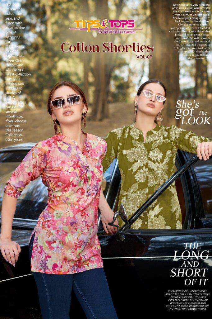 COTTON SHORTIES VOL-7 BY TIPS & TOPS 1001 TO 1006 SERIES COTTON PRINT TOPS-00140