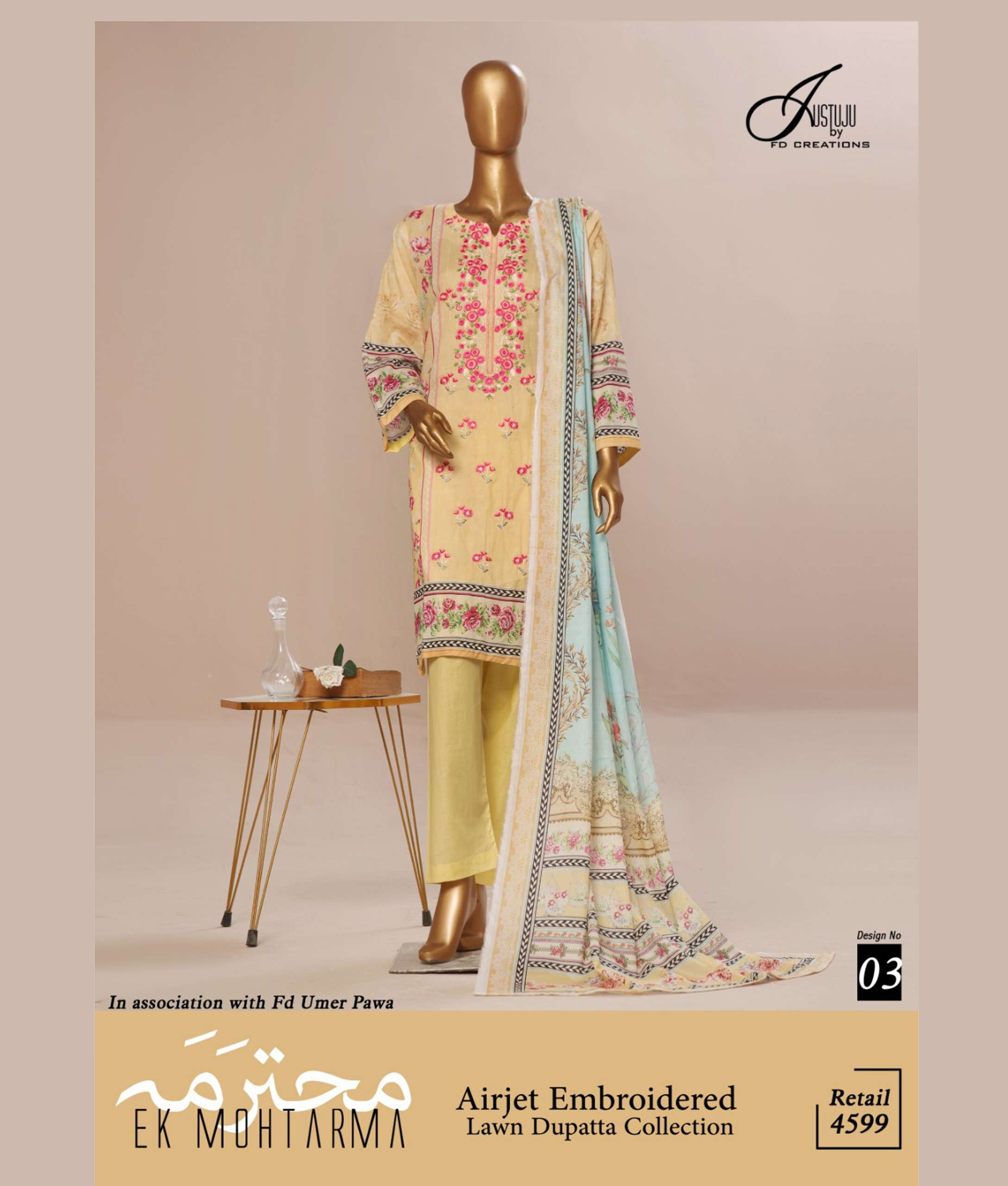 EK MOHTARMA BY JUSTUJU DESIGNER LAWN COTTON PRINTED PAKISTANI DRESSES-00201