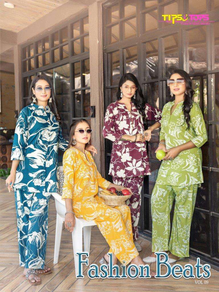 FASHION BEATS VOL-09 BY TIPS & TOPS 101 TO 106 SERIES HEAVY RAYON PRINTED CO-ORD SETS-00140