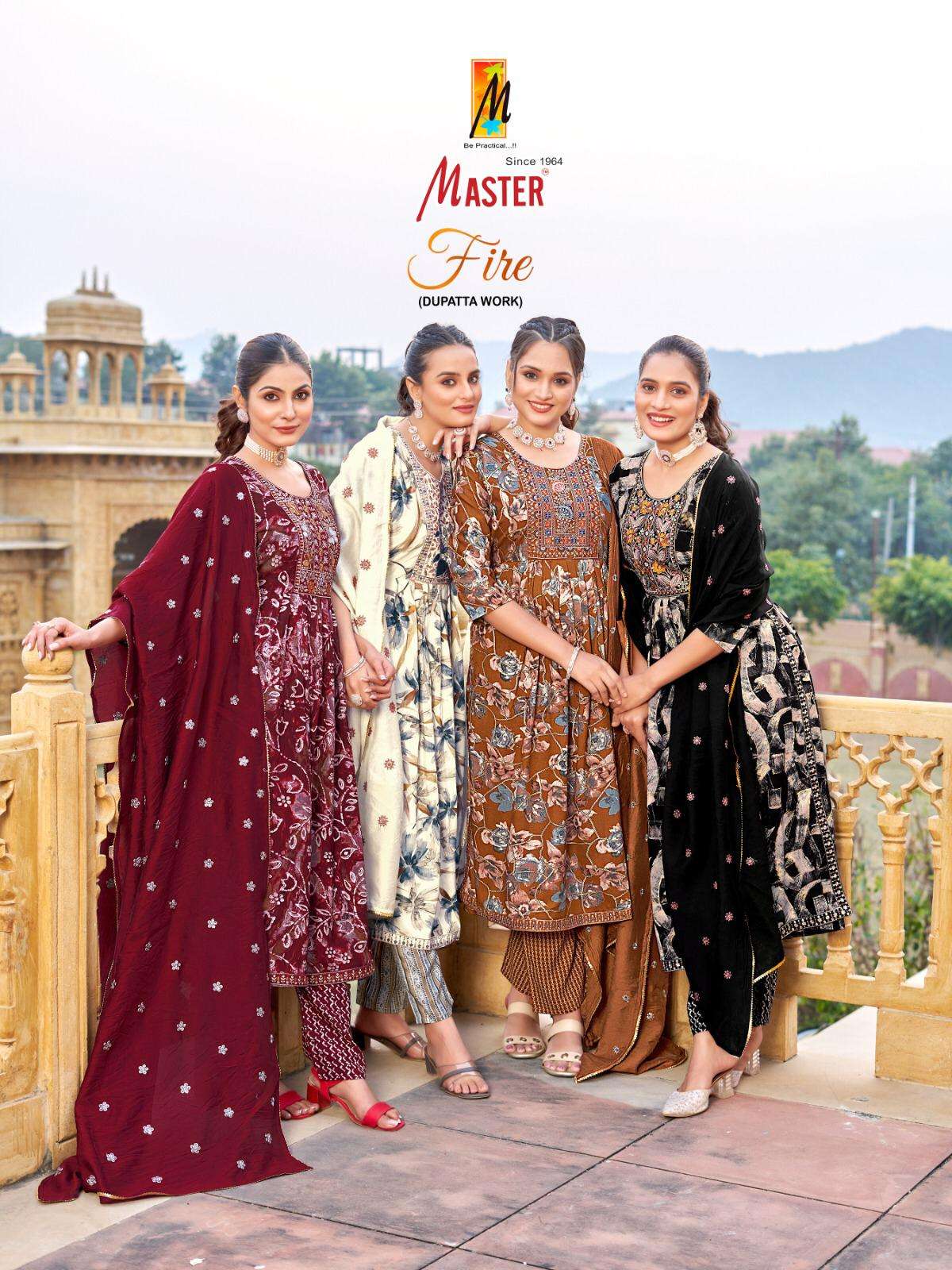 FIRE BY MASTER 1001 TO 1008 SERIES DESIGNER RAYON FOIL PRINT DRESSES-00140
