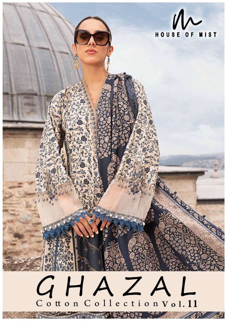 GHAZAL COTTON VOL-11 BY HOUSE OF MIST 101 TO 106 SERIES COTTON PRINTED DRESSES-00062