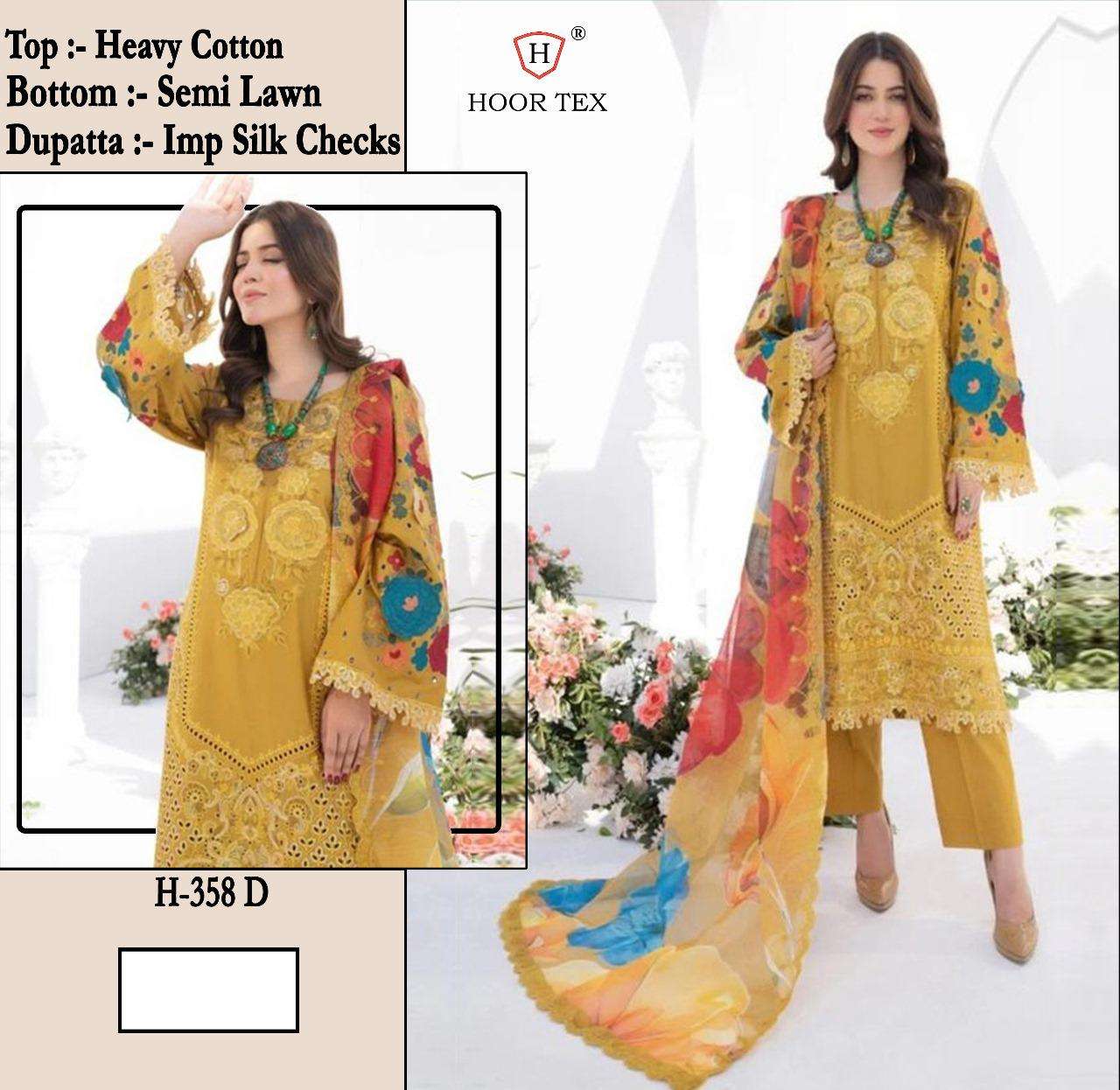 H-358 COLOURS BY HOOR TEX DESIGNER COTTON EMBROIDERED PAKISTANI DRESSES-00020