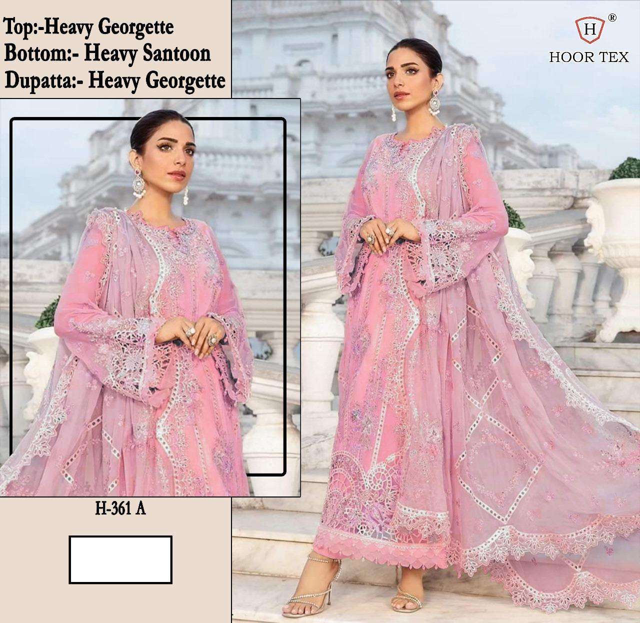 H-361 COLOURS BY HOOR TEX DESIGNER FAUX GEORGETTE EMBROIDERED PAKISTANI DRESSES-00020
