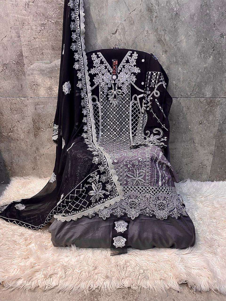 H-363 COLOURS BY HOOR TEX DESIGNER FAUX GEORGETTE EMBROIDERED PAKISTANI DRESSES