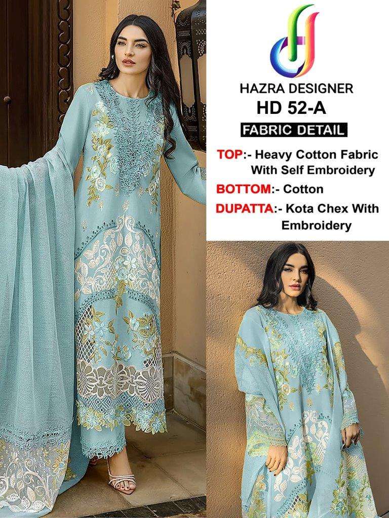 HD-52 COLOURS BY HAZRA DESIGNER COTTON EMBROIDERY PAKISTANI DRESSES-00022