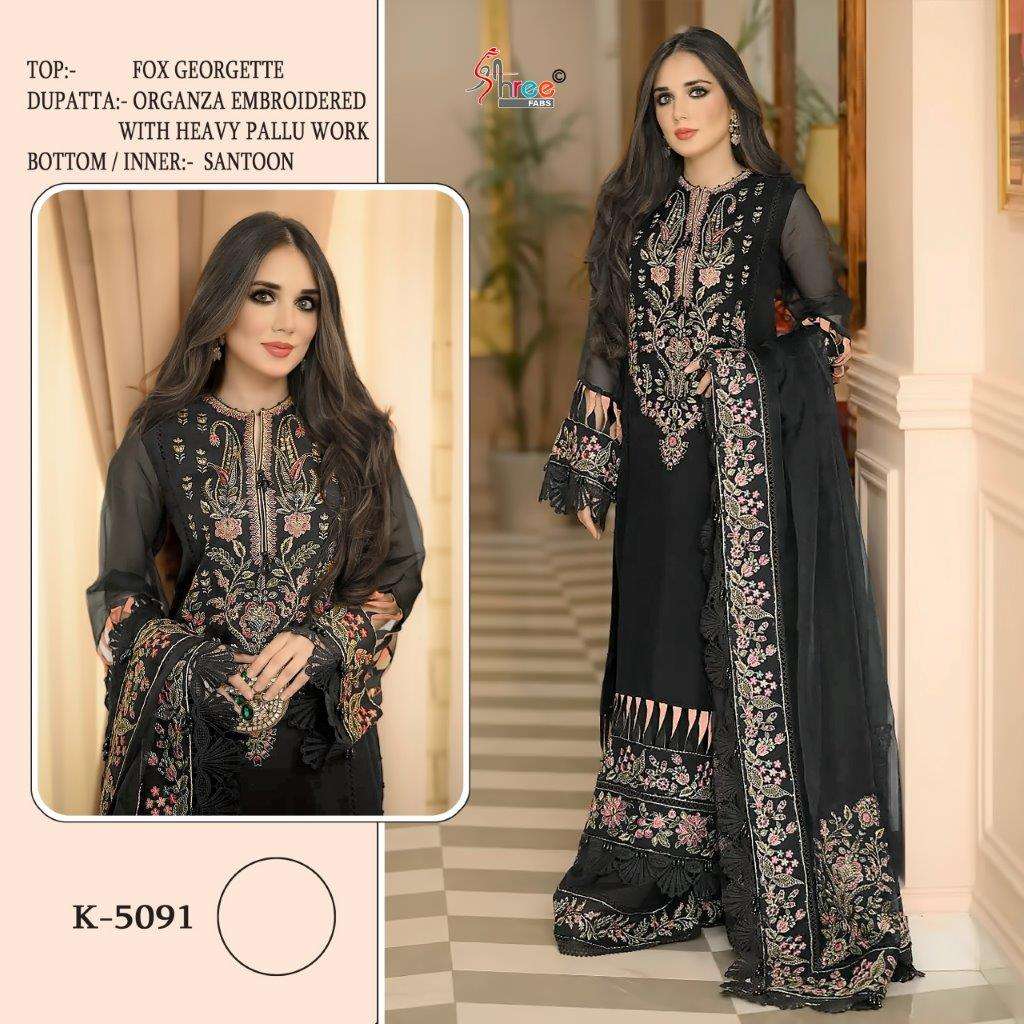 K-5091 HIT DESIGN BY SHREE FABS FAUX GEORGETTE EMBROIDERY PAKISTANI DRESS-00201