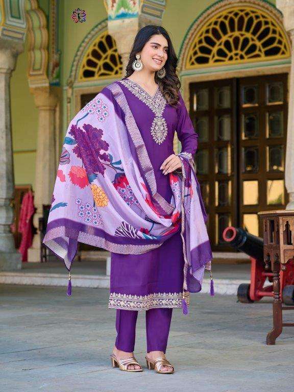 KF-3310 BY ASLIWHOLESALE DESIGNER PURE ROMAN SILK EMBROIDERY DRESSES-00096