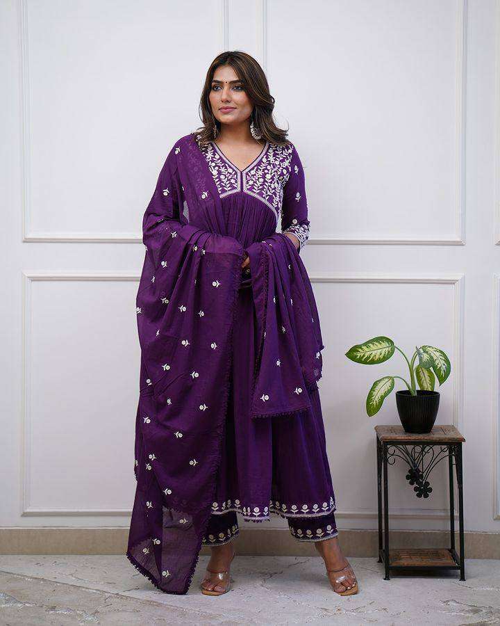 KF-4004 BY ASLIWHOLESALE DESIGNER PURE VICHTRA SILK EMBROIDERY DRESSES -00096