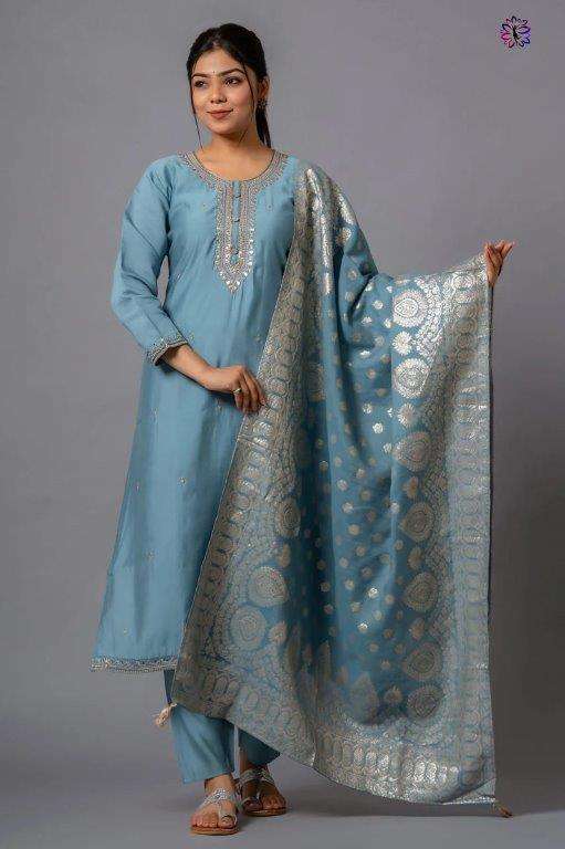 KF-5103 COLOUR BY ASLIWHOLESALE DESIGNER PURE VISCOSE CHANDERI DRESSES-00096