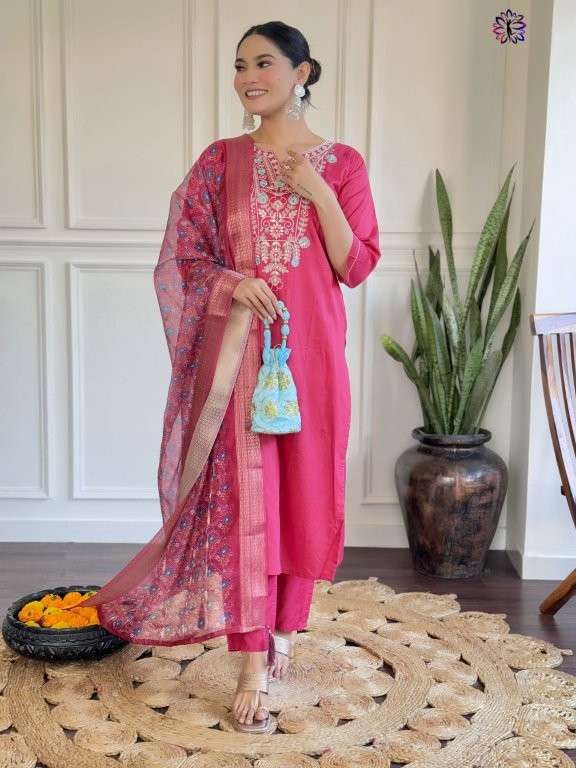 KF-5104 BY ASLIWHOLESALE DESIGNER PURE COTTON SILK DRESS-00096