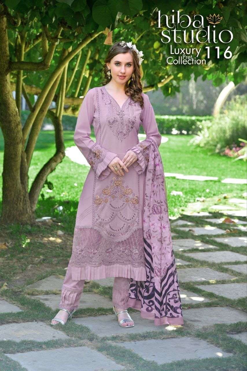 LUXURY PRET COLLECTION VOL-116 BY HIBA STUDIO DESIGNER GEORGETTE PAKISTANI DRESSES-00201