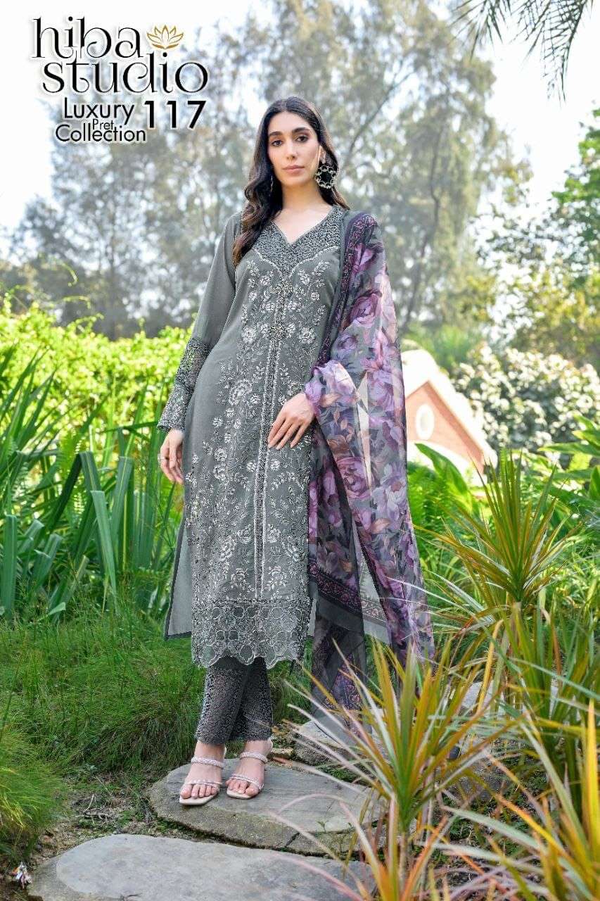 LUXURY PRET COLLECTION VOL-117 BY HIBA STUDIO GEORGETTE PAKISTANI DRESSES-00201