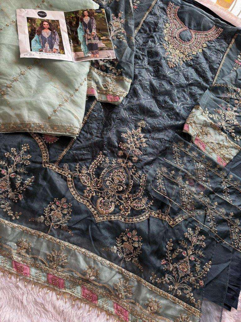 M-1472 BCD BY MEHBOOB TEX HEAVY ORGANZA PRINT PATCH EMBROIDERED DRESSES-00062