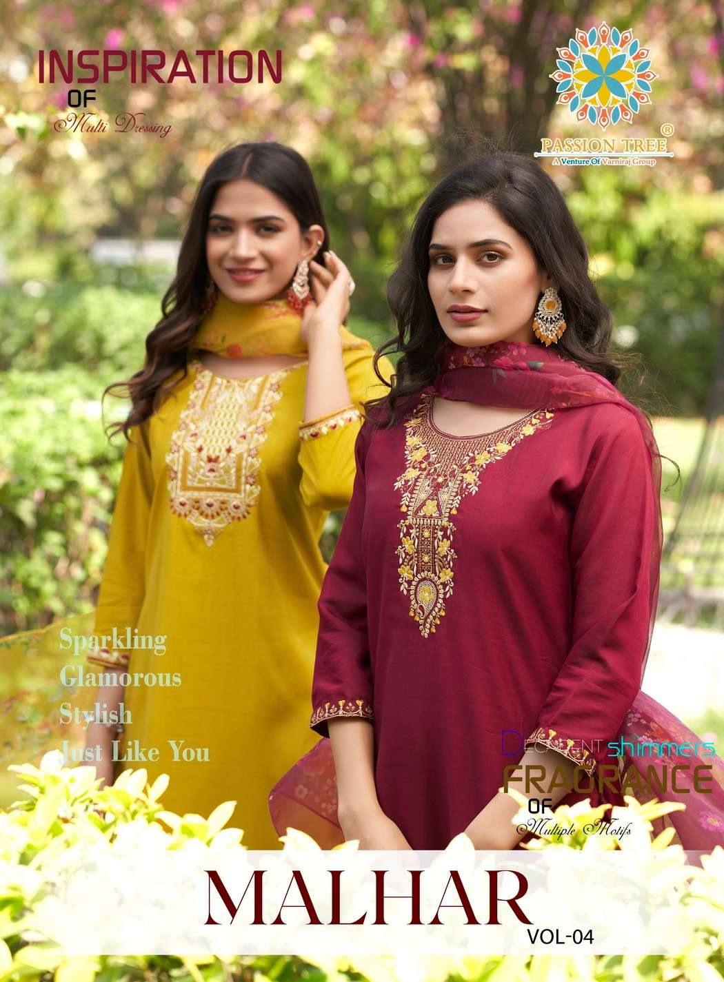 MALHAR VOL-04 BY PASSION TREE 1001 TO 1008 SERIES ROMAN SILK PRINT DRESSES-00140