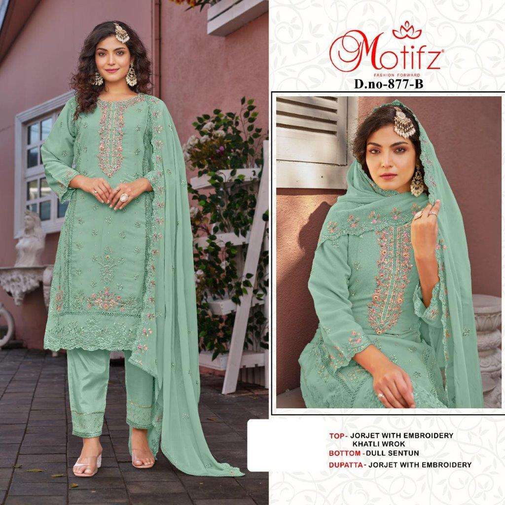 MOTIFZ 877 COLOURS BY MOTIFZ DESIGNER GEORGETTE EMBROIDERY PAKISTANI DRESSES-00201