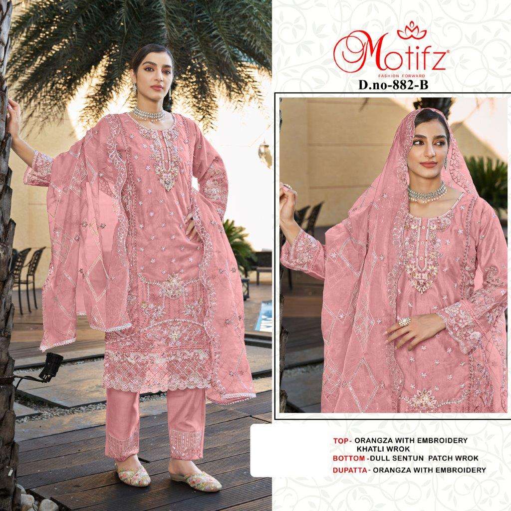 MOTIFZ 882 COLOURS BY MOTIFZ DESIGNER ORGANZA EMBROIDERY PAKISTANI DRESSES-00201