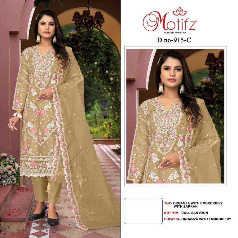 MOTIFZ 915 COLOURS BY MOTIFZ DESIGNER ORGANZA EMBROIDERY PAKISTANI DRESSES