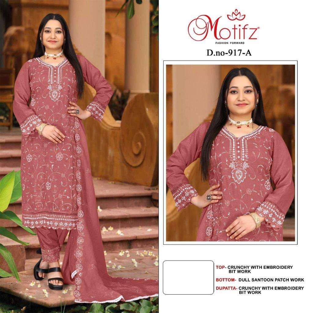 MOTIFZ 917 COLOURS BY MOTIFZ DESIGNER CURCHNY EMBROIDERY PAKISTANI DRESSES