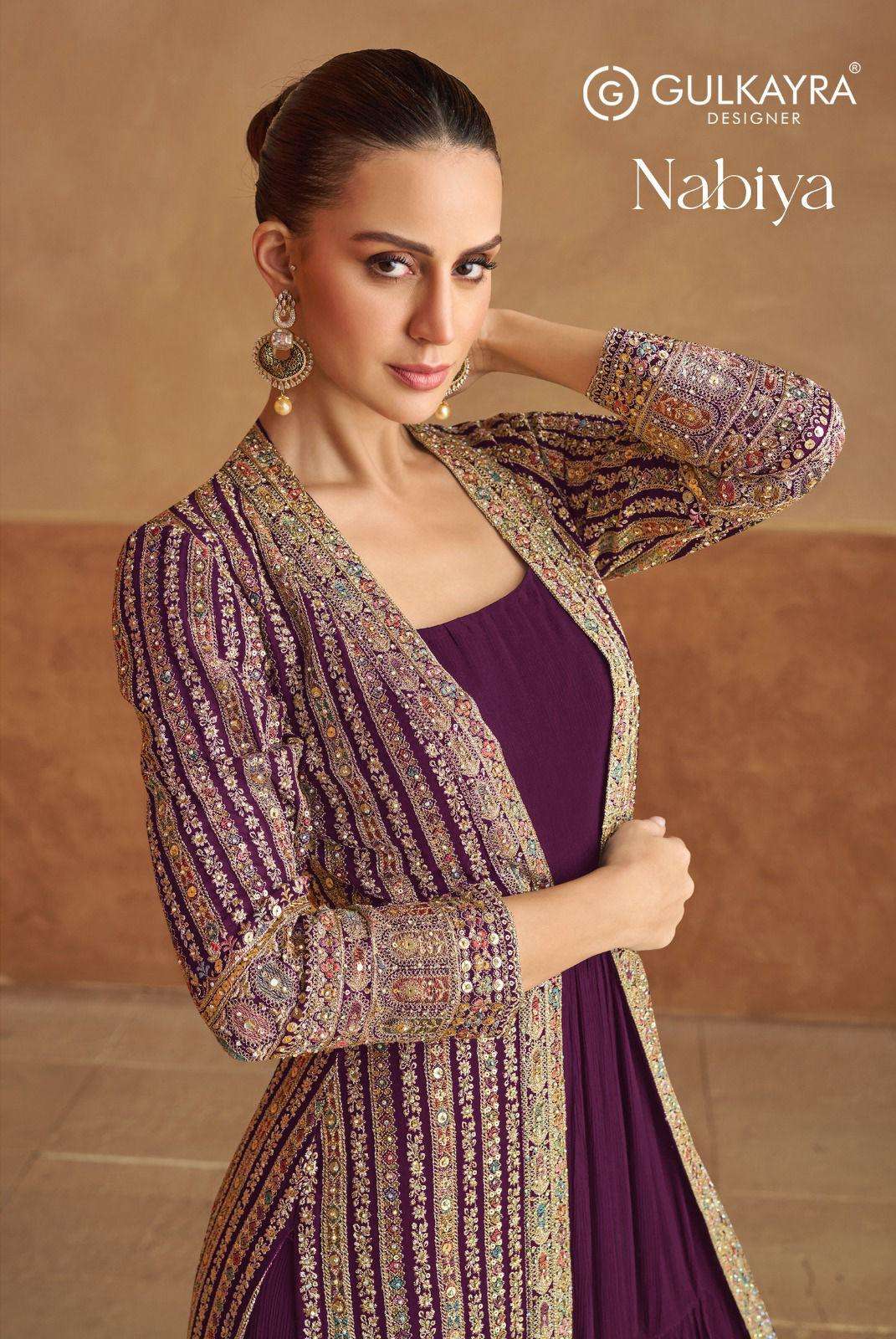 NABIYA BY GULKAYRA 7524-A TO 7524-D DESIGNER REAL GEORGETTE WORK GOWNS-00028
