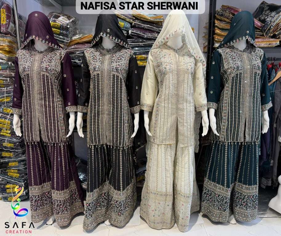 NAFISA BY SAFA CREATION PURE GEORGETTE EMBROIDERY DRESSES-00203