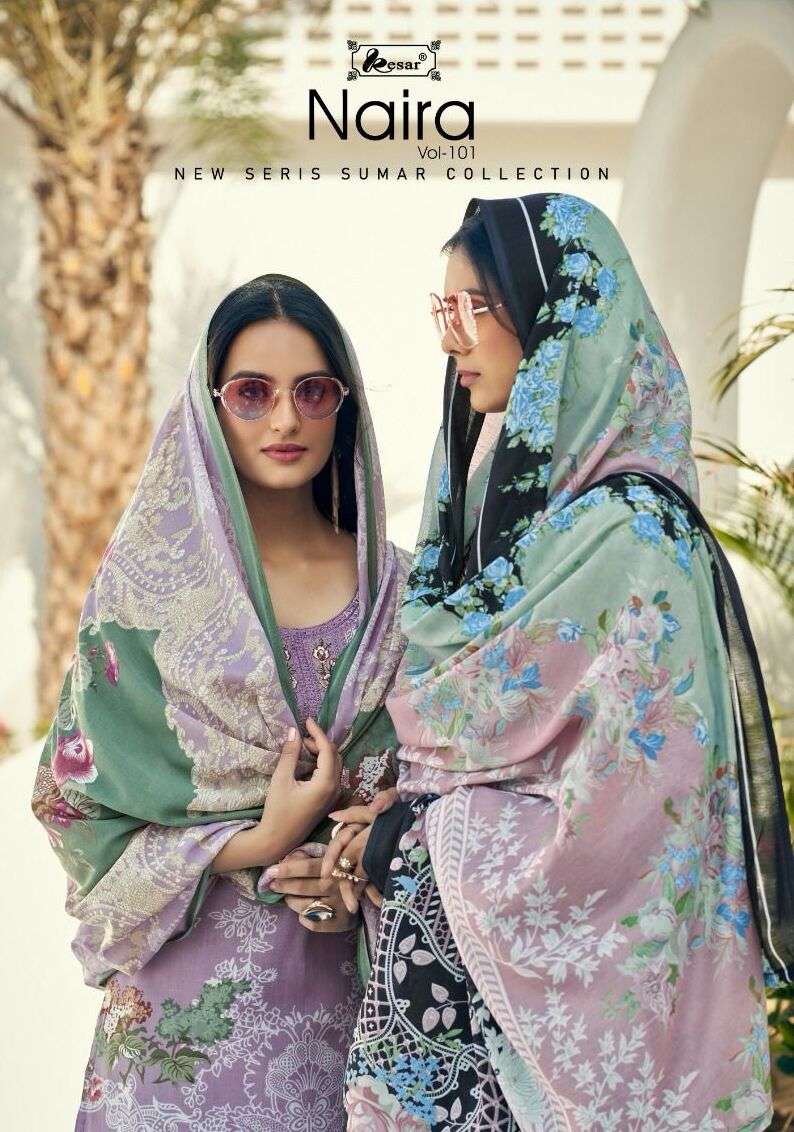 NAIRA VOL-101 BY KESAR 248-001 TO 248-008 SERIES PURE LAWN COTTON PRINTED DRESSES-00011
