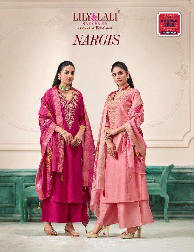 NARGIS BY LILY AND LALI 25801 TO 25806 SERIES HANDWORK ROMAN DRESSES-00028