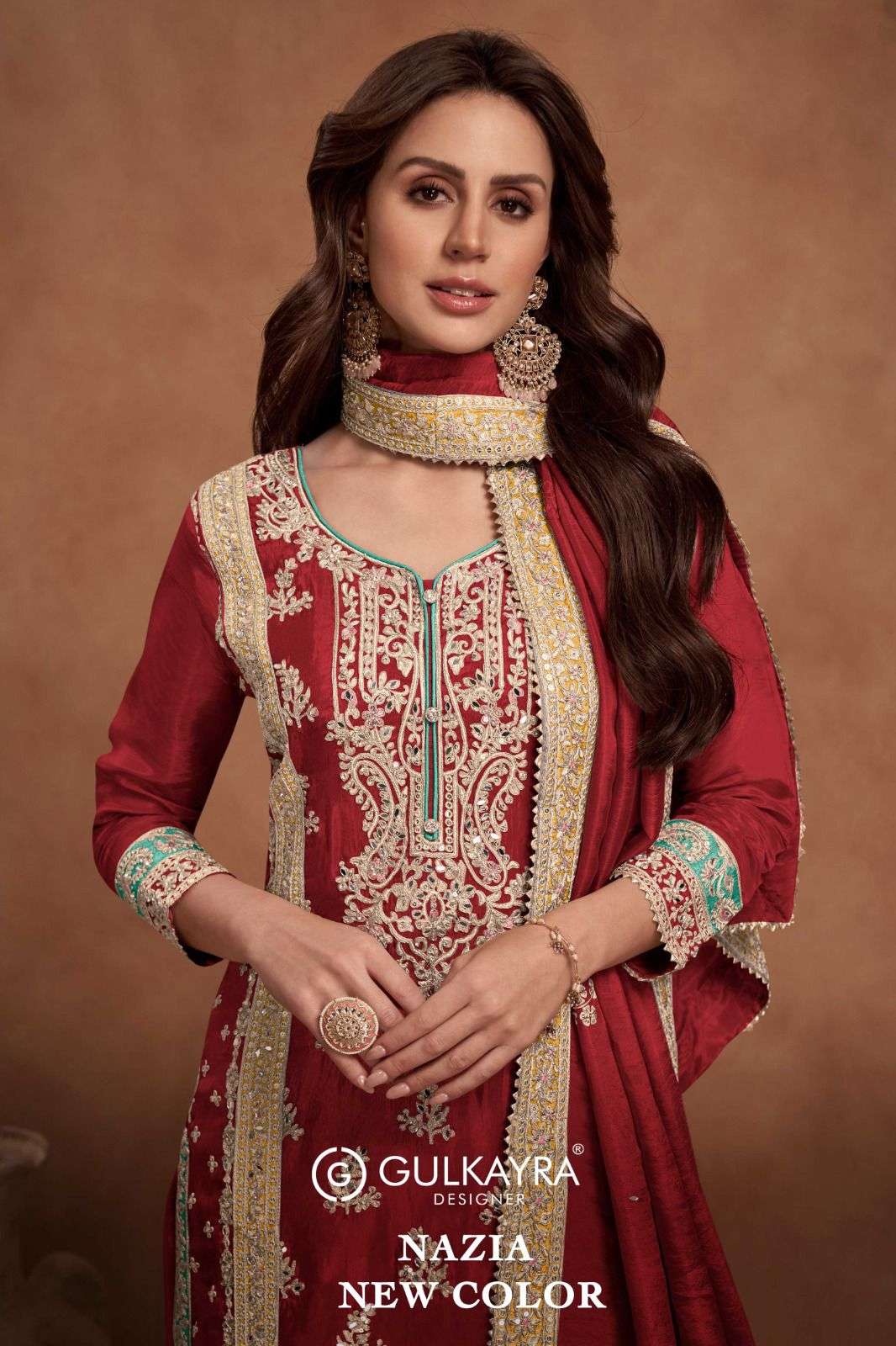 NAZIA COLOUR BY GULKAYRA 7453-G TO 7453-I DESIGNER REAL SIMAR SILK WORK DRESSES-00028