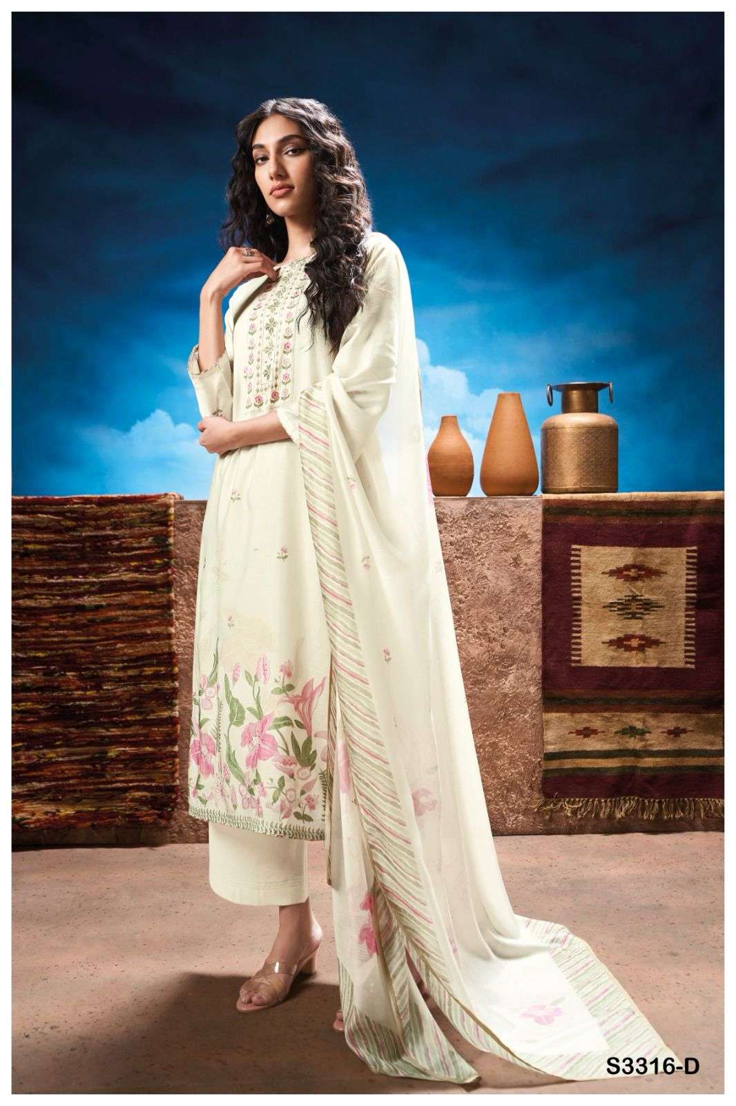 ODETA BY GANGA FASHION S3316-A TO S3316-D SERIES PURE BEMBERG SILK DRESSES-00252