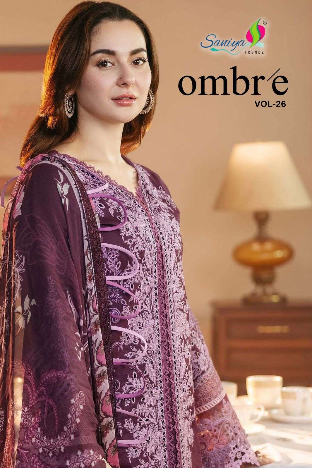 OMBRE VOL-26 BY SANIYA TRENDZ HEAVY COTTON CHIKANKARI EMBROIDERED PAKISTANI DRESSES-00062