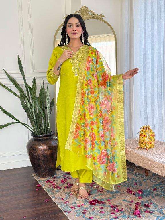 PALLAVI BY ASLIWHOLESALE DESIGNER PURE VISCOSE CHANDERI EMBROIDERY DRESSES-00264