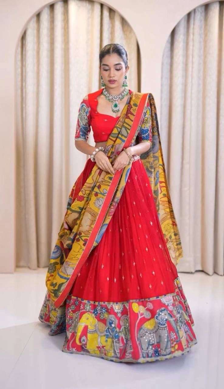 PC-455 HIT DESIGN BY ASLIWHOLESALE DESIGNER FANCY CREPE KALAMKARI LEHENGA-00045