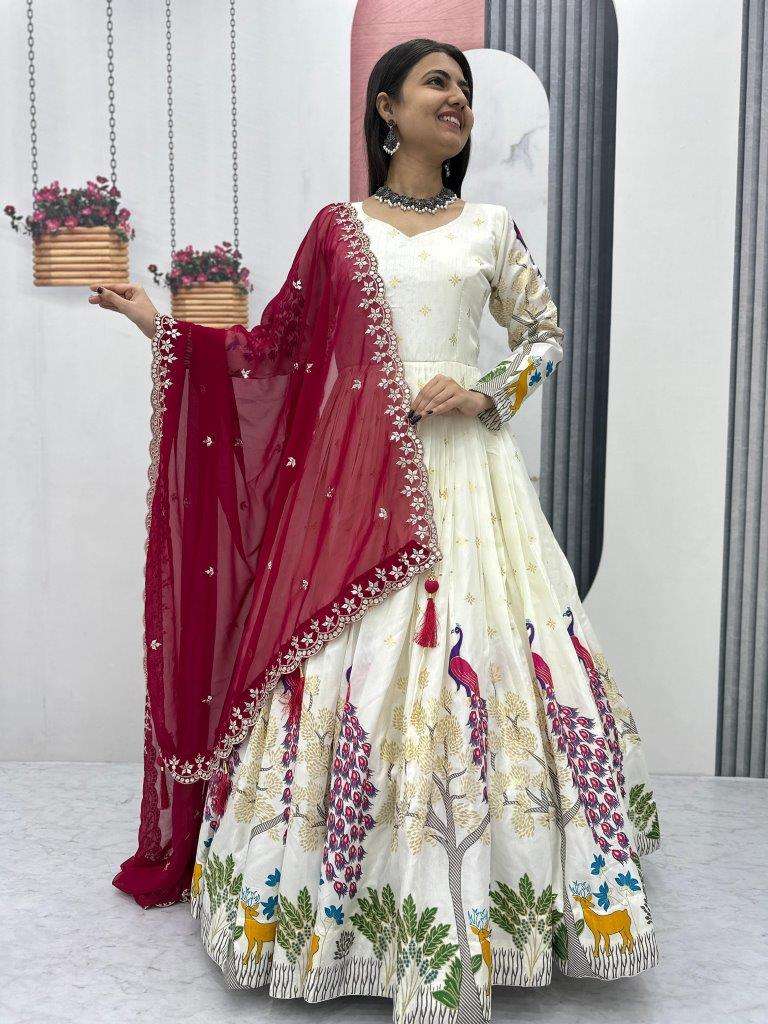 PC-493 COLOURS ASLIWHOLESALE DESIGNER FANCY TISSUE SILK PRINTED GOWN