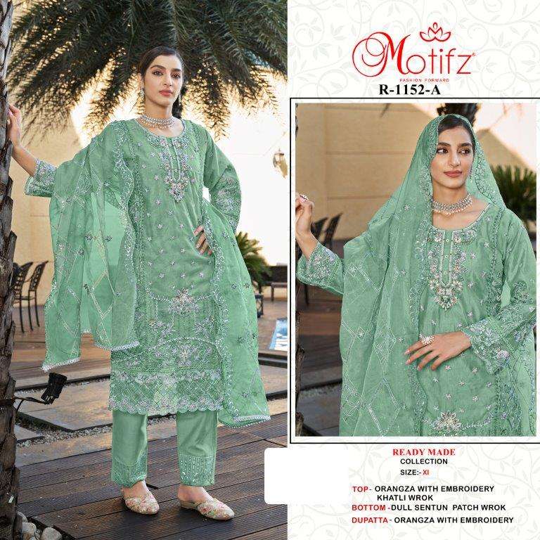 R-1152 BY MOTIFZ DESIGNER PURE HEAVY EMBROIDERED ORGANZA PAKISTANI DRESSES-00201