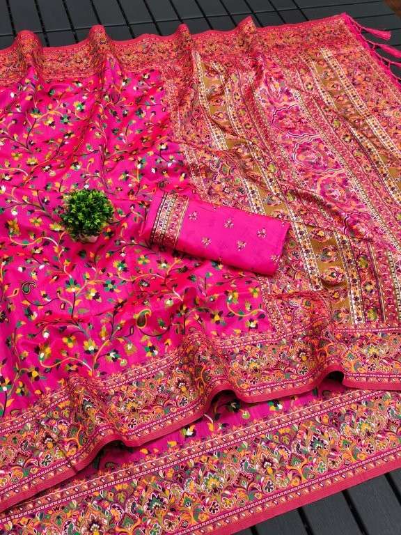 RAJA MOULI-6 BY ASLIWHOLESALE DESIGNER SOFT PASHMINA SILK WEAVING SAREES-00230