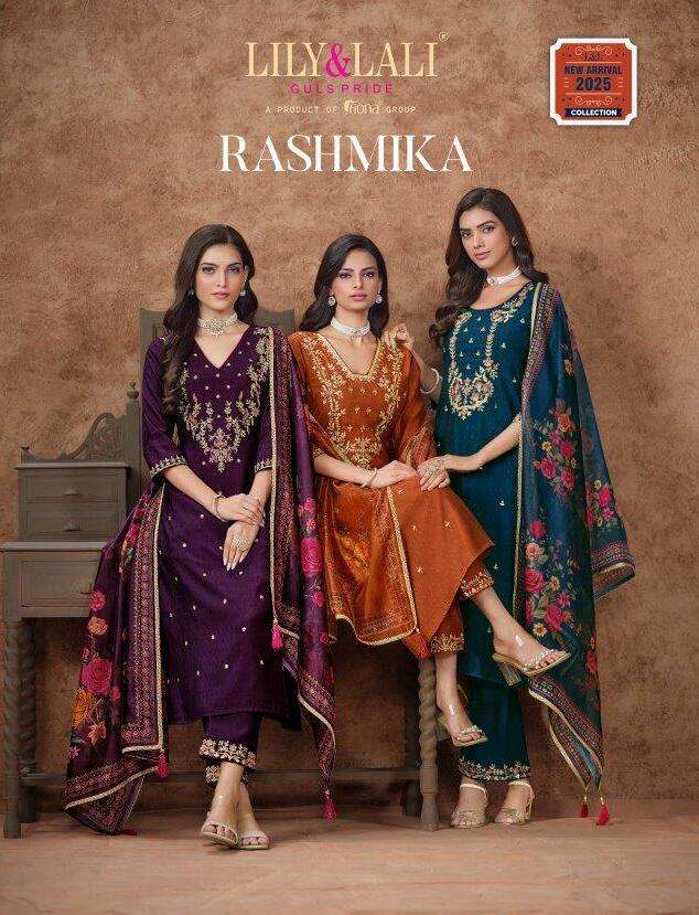 RASHMIKA BY LILY AND LALI 25601 TO 25606 SERIES HANDWORK VISCOSE SILK DRESSES-00028