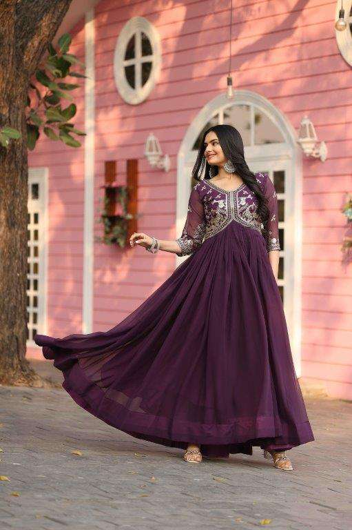 RM-089 COLOUR BY ASLIWHOLESALE DESIGNER PURE FAUX GEORGETTE EMBROIDERY GOWNS-00236