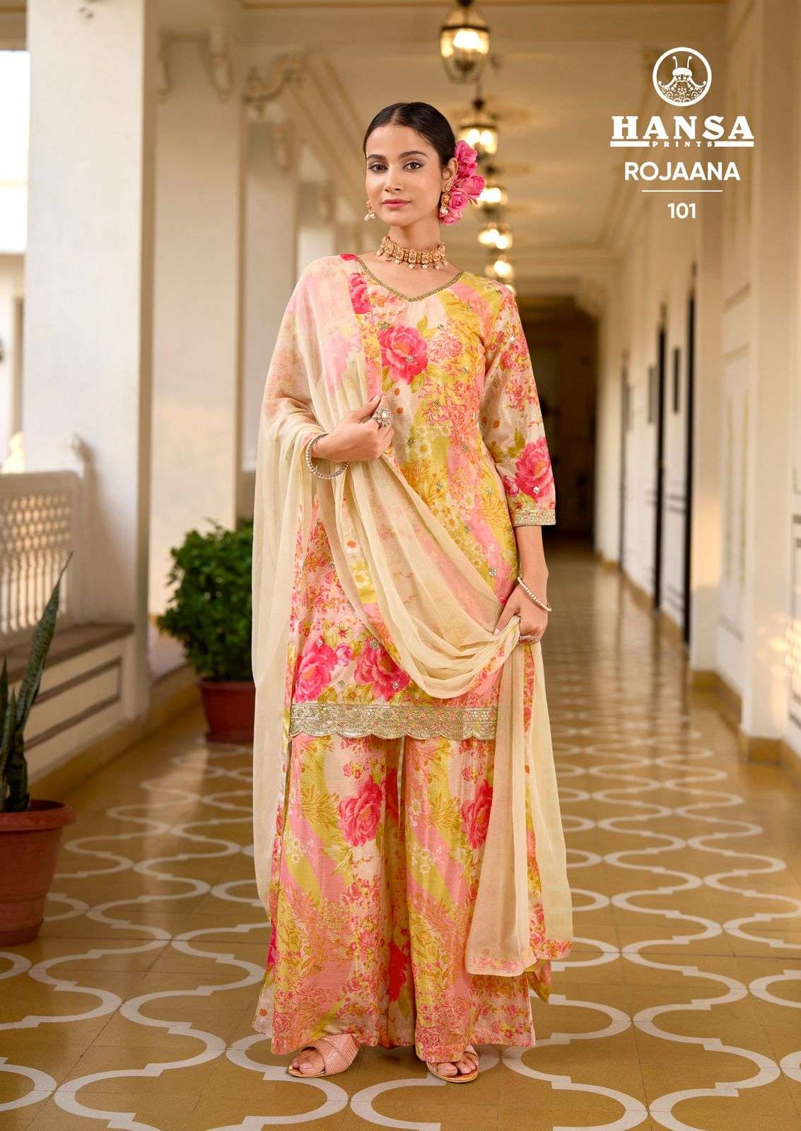 ROJAANA BY HANSA PRINTS 101 TO 104 SEIRES CHINON DIGITAL PRINTED DRESSES-00028