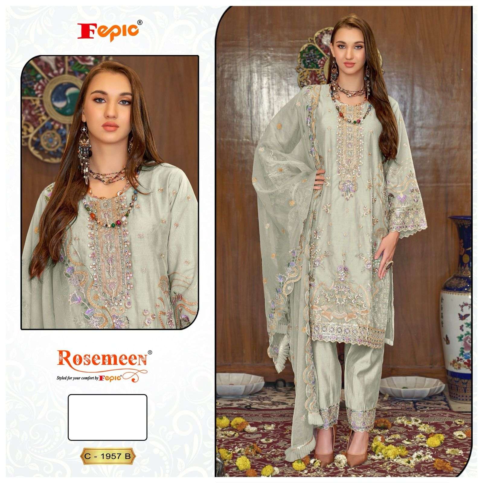 ROSEMEEN C-1957 COLOURS BY FEPIC DESIGNER ORGANZA EMBROIDERY DRESSES-00201