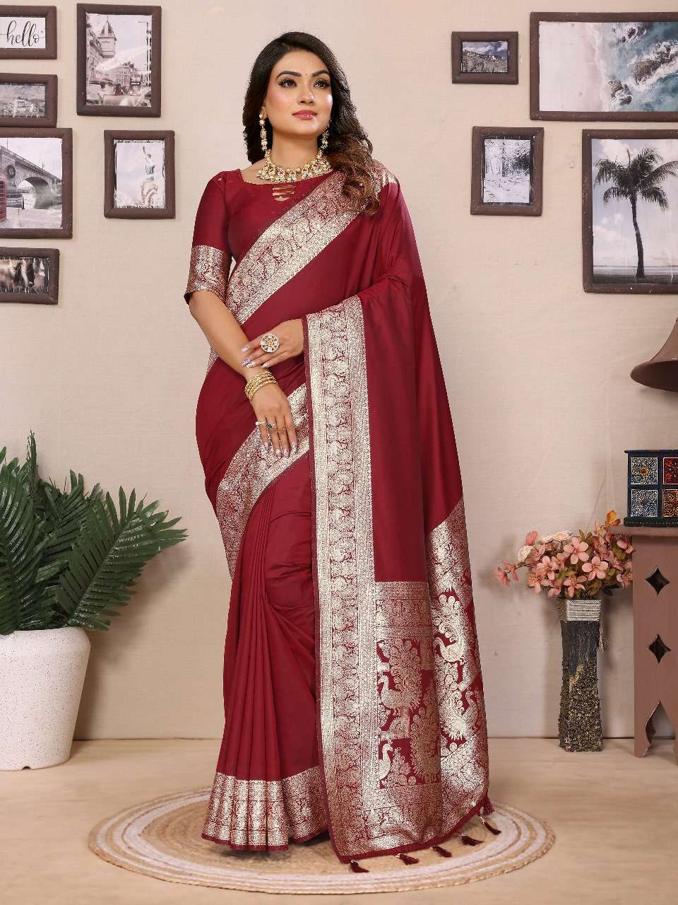 RUBY BY ASLIWHOLESALE DESIGNER PURE BANARASHI SILK EMBROIDERY SAREES-00125