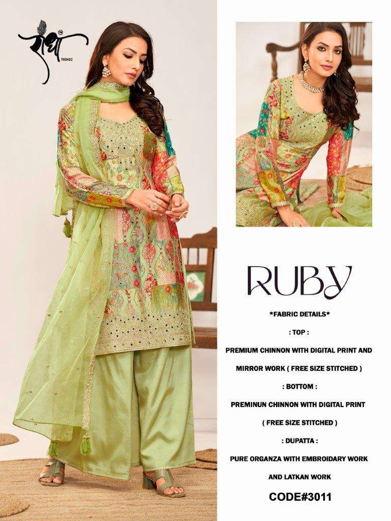 RUBY BY RADHA TRENDZ 3011 TO 3014 SERIES PREMIUM CHINON EMBROIDERY DRESSES-00150