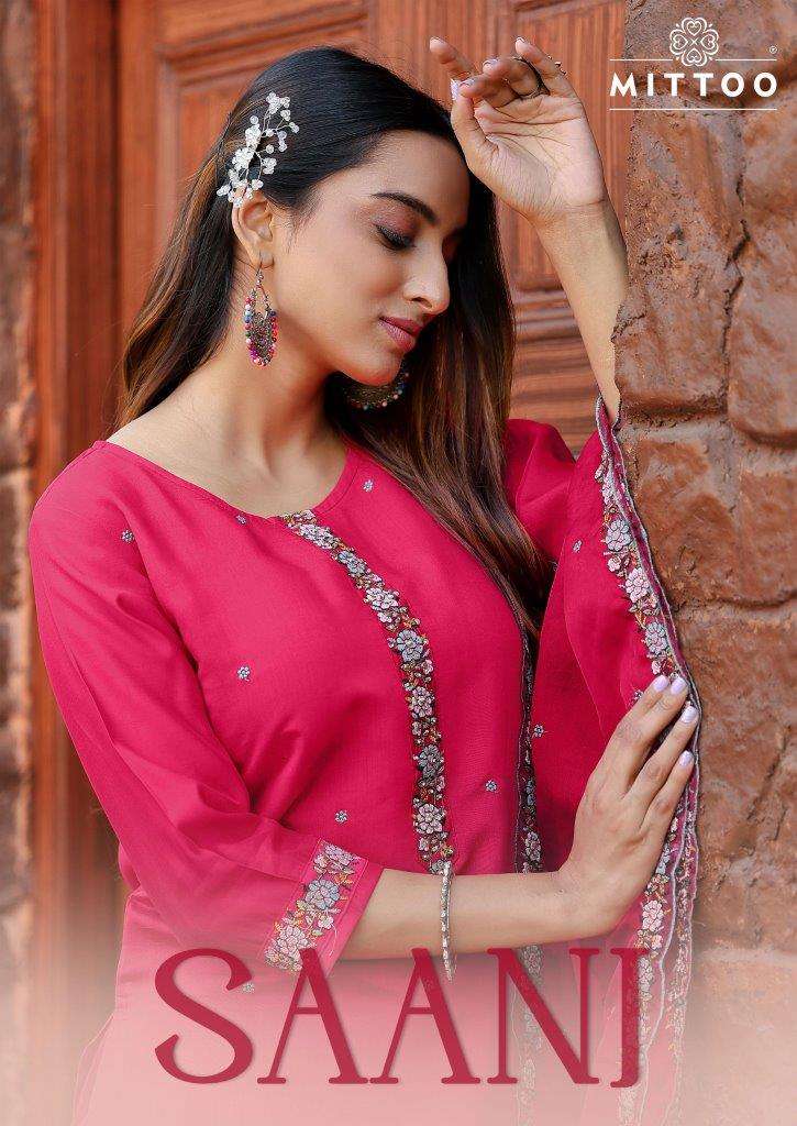 SAANJ BY MITTOO 1001 TO 1005 SERIES FANCY MODAL SILK WEAVING DRESSES-00014
