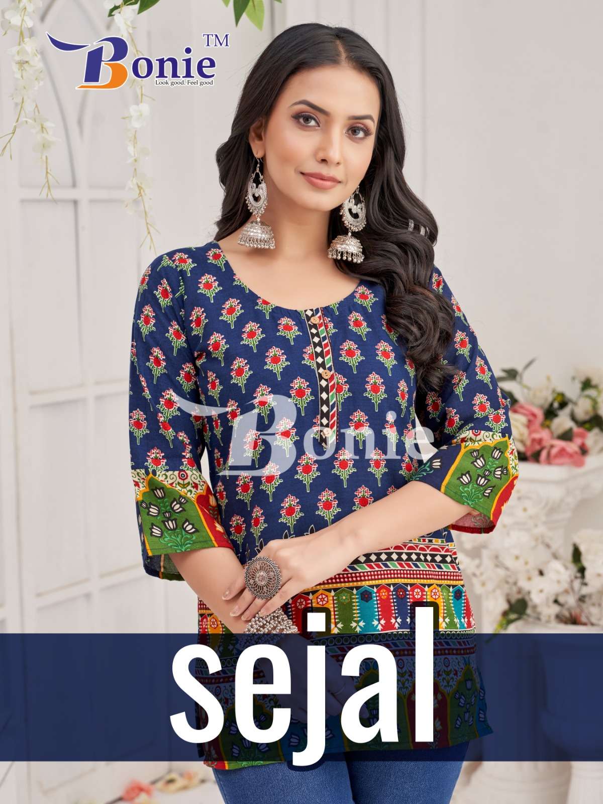 SEJAL VOL-01 BY BONIE 1001 TO 1006 SERIES DESIGNER FANCY RAYON PRINT TOPS-00093