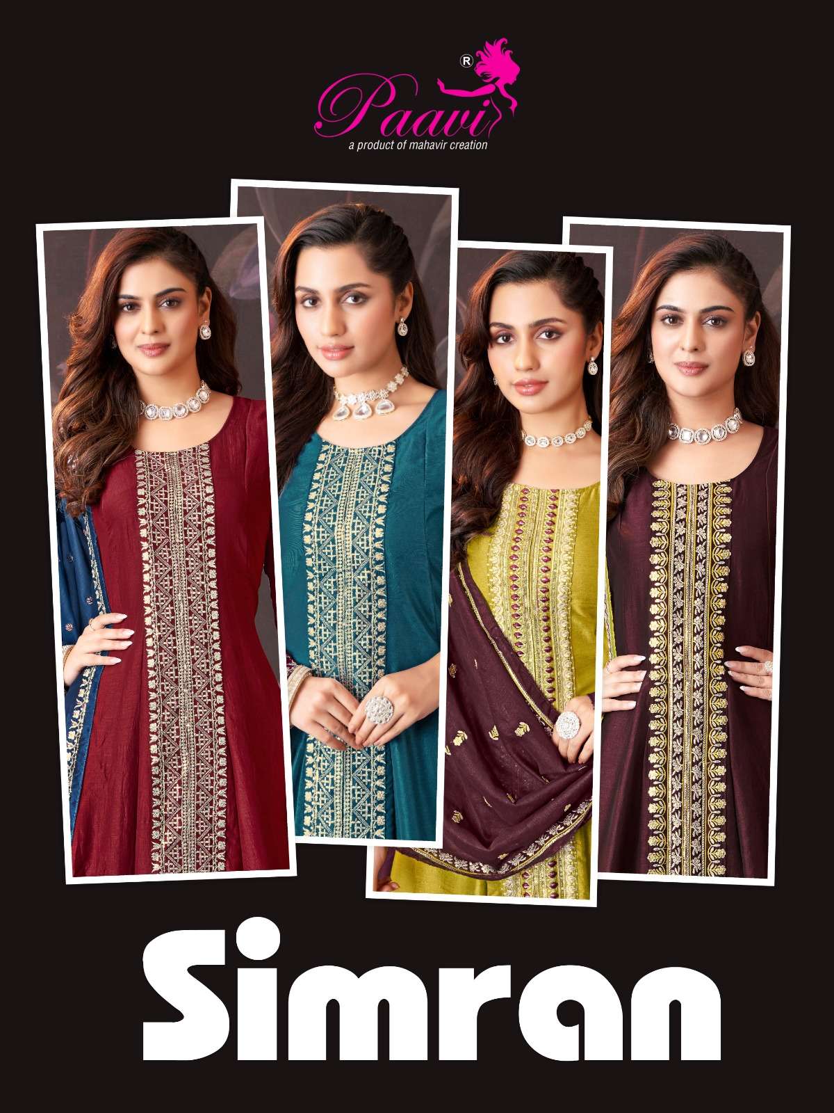 SIMRAN BY PAAVI 1001 TO 1006 SERIES HEAVY VICHITRA FANCY PRINT DRESSES-00140