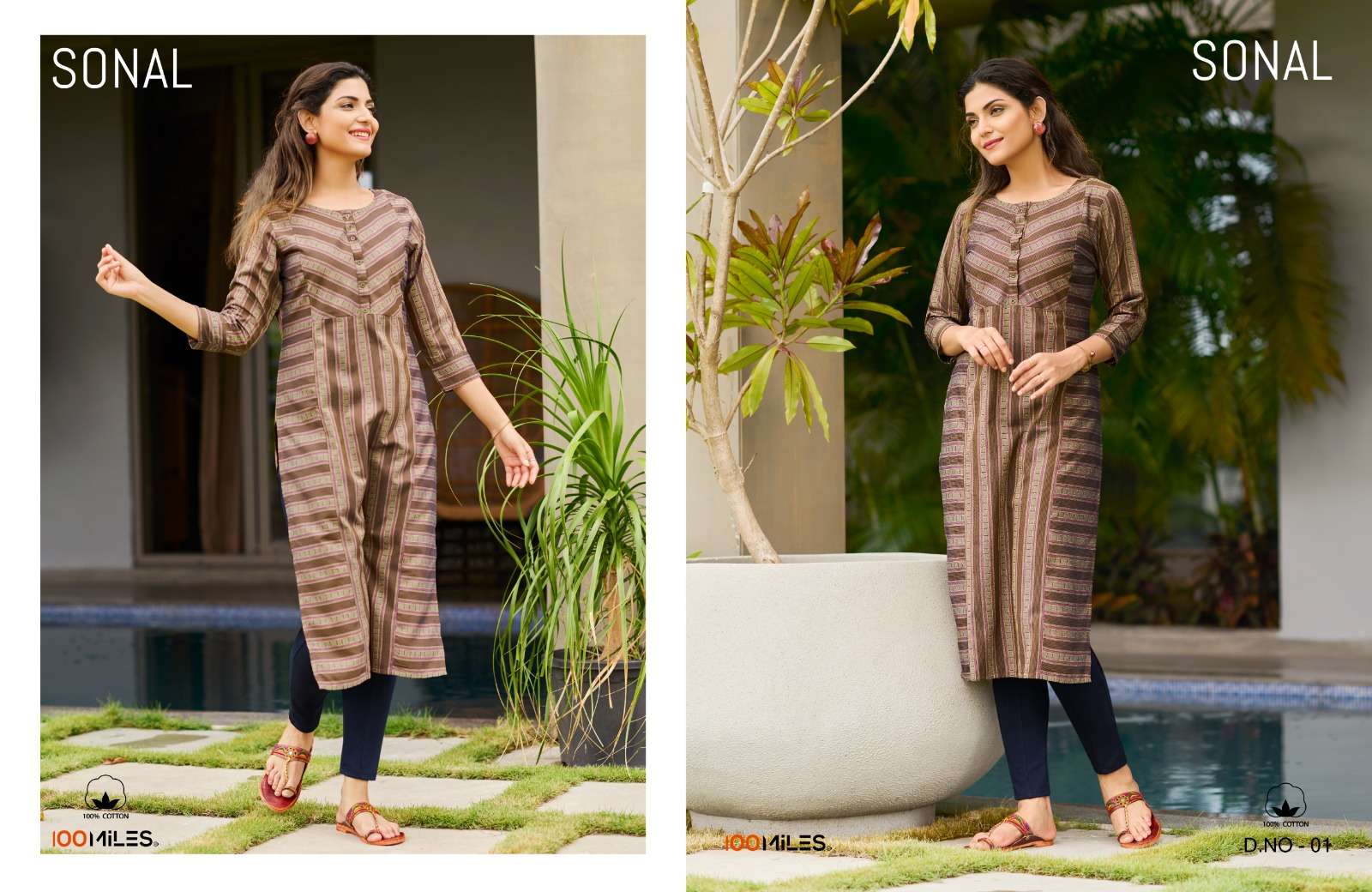 SONAL BY 100 MILES 01 TO 04 SERIES FANCY COTTON BLEND EMBROIDERY KURTIS-00014