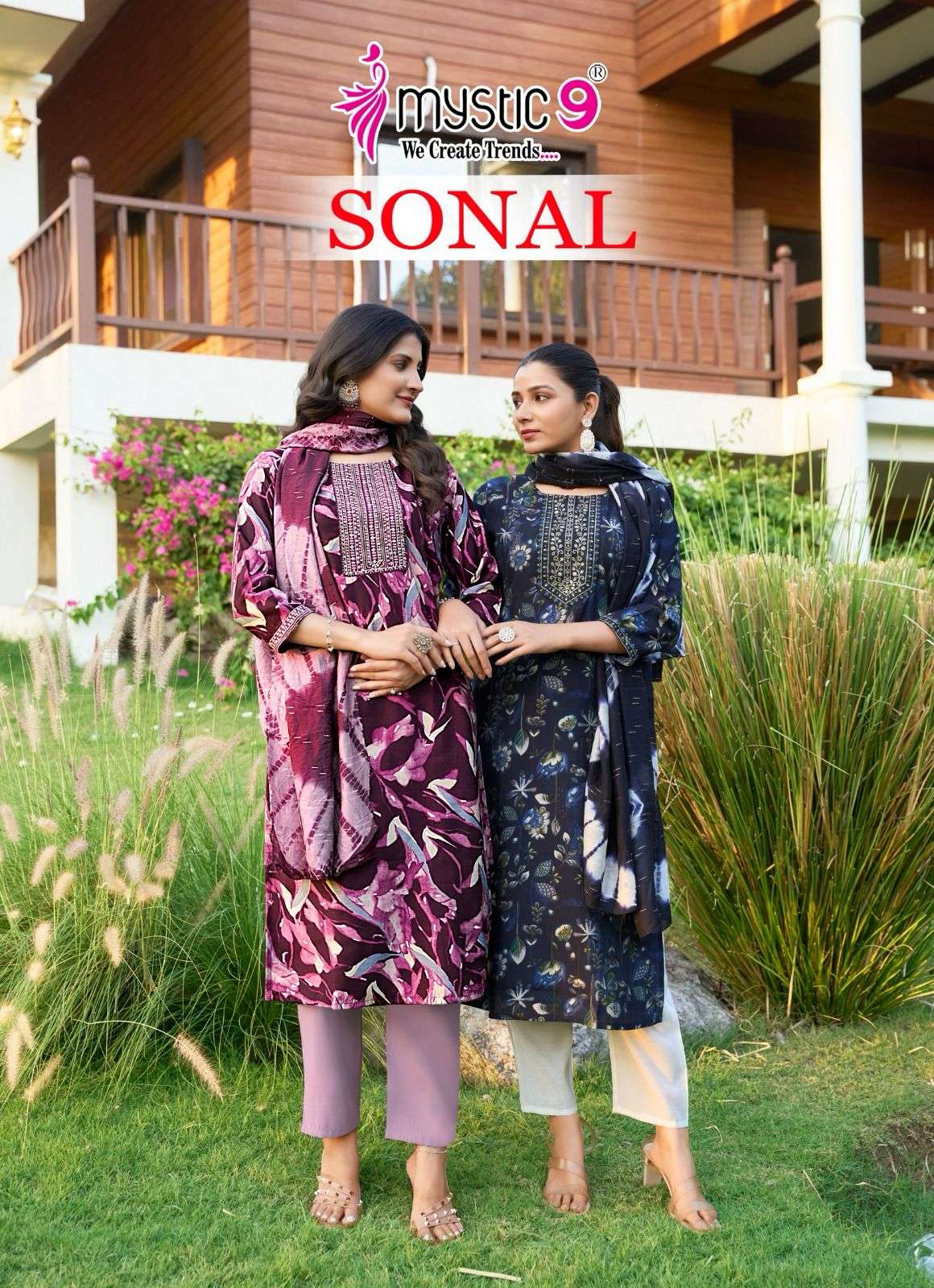 SONAL VOL-02 BY MYSTIC 9 1001 TO 1008 SERIES ROMAN SILK PRINT DRESSES-00140