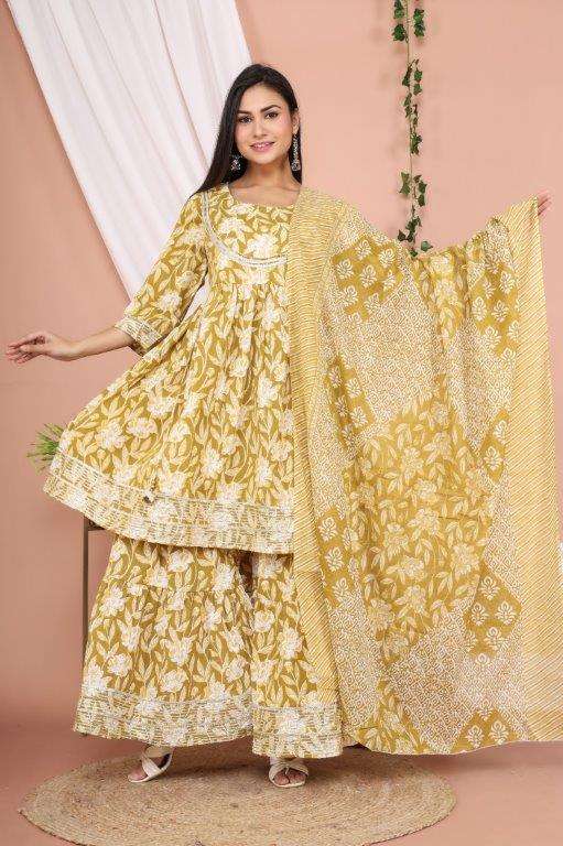 SUMMER COLLECTION VOL-158 BY ENSTINKT DESIGNER FACNY COTTON PRINT DRESSES-00273